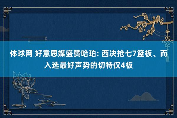 体球网 好意思媒盛赞哈珀: 西决抢七7篮板、而入选最好声势的切特仅4板