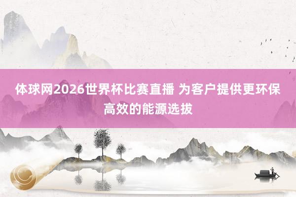 体球网2026世界杯比赛直播 为客户提供更环保高效的能源选拔