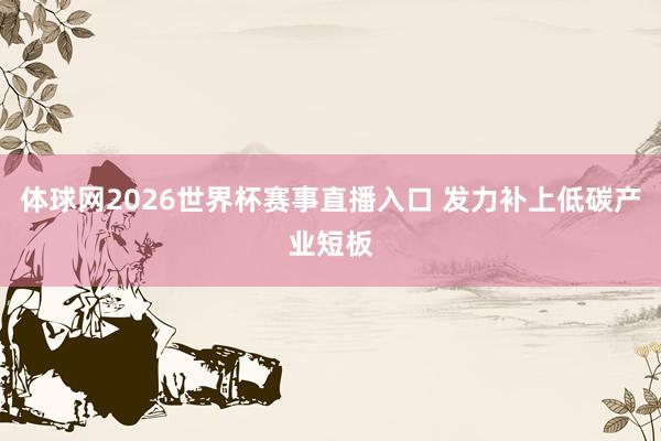 体球网2026世界杯赛事直播入口 发力补上低碳产业短板