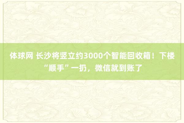 体球网 长沙将竖立约3000个智能回收箱！下楼“顺手”一扔，微信就到账了