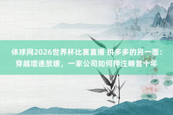 体球网2026世界杯比赛直播 拼多多的另一面：穿越增速放缓，一家公司如何押注畴昔十年