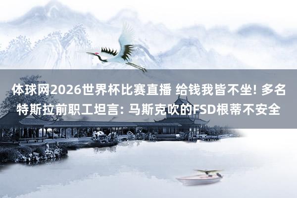 体球网2026世界杯比赛直播 给钱我皆不坐! 多名特斯拉前职工坦言: 马斯克吹的FSD根蒂不安全
