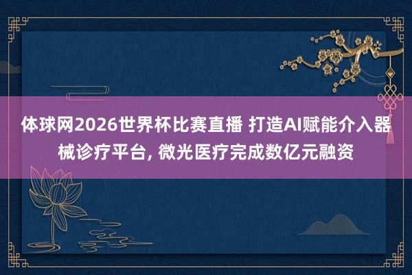 体球网2026世界杯比赛直播 打造AI赋能介入器械诊疗平台, 微光医疗完成数亿元融资
