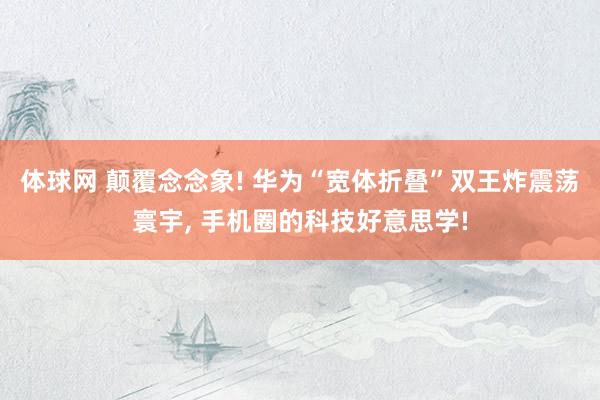 体球网 颠覆念念象! 华为“宽体折叠”双王炸震荡寰宇, 手机圈的科技好意思学!