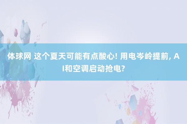 体球网 这个夏天可能有点酸心! 用电岑岭提前, AI和空调启动抢电?
