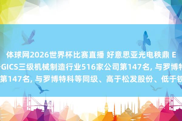 体球网2026世界杯比赛直播 好意思亚光电秩鼎 ESG评级督察A级， 位居GICS三级机械制造行业516家公司第147名， 与罗博特科等同级、高于松发股份、低于铁拓机械等