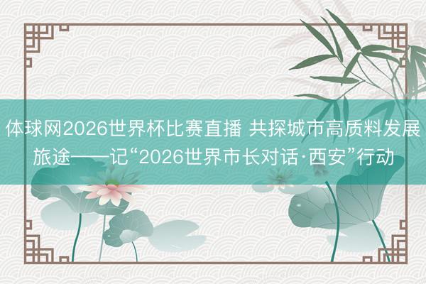 体球网2026世界杯比赛直播 共探城市高质料发展旅途——记“2026世界市长对话·西安”行动