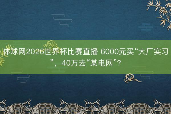 体球网2026世界杯比赛直播 6000元买“大厂实习”，40万去“某电网”？