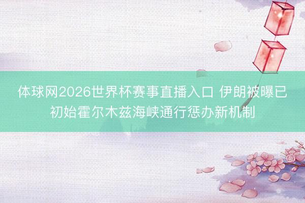 体球网2026世界杯赛事直播入口 伊朗被曝已初始霍尔木兹海峡通行惩办新机制