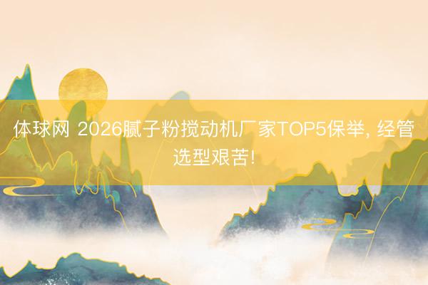 体球网 2026腻子粉搅动机厂家TOP5保举， 经管选型艰苦!